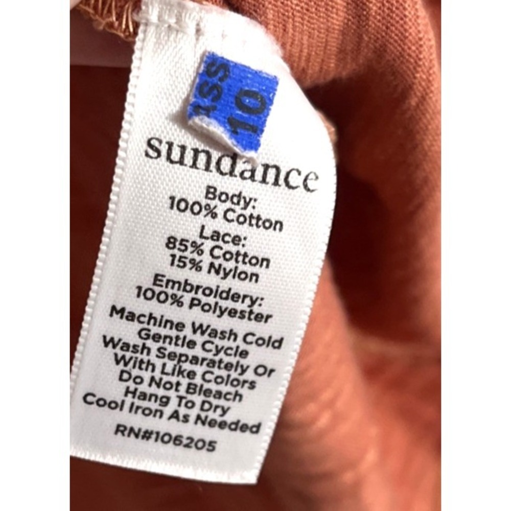 Sundance Orange Coral Embroidered Lace Tunic Boho Long Sleeve Women's L - Picture 8 of 8